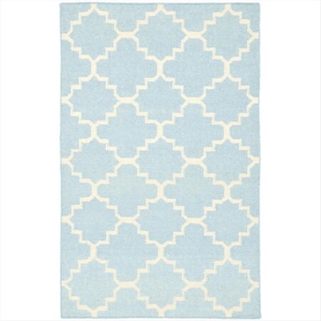 Safavieh 5 Ft. X 8 Ft. Medium Rectangle Contemporary Dhurries- Light Blue And Ivory- Flatweave Rug DHU554B-5